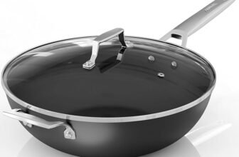 MsMk Titanium and Genuine Ceramic Nonstick Wok pan with lid, 12 Inch Fry Pans with Stay-Cool Handle, Flat Bottom Wok Suits for All Stoves